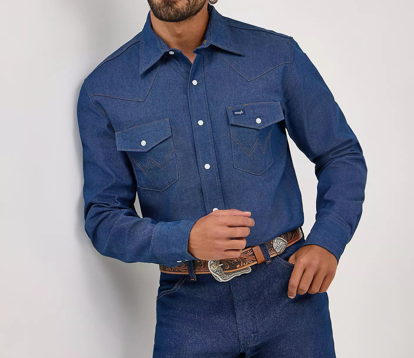 70127MW LS Solid Denim