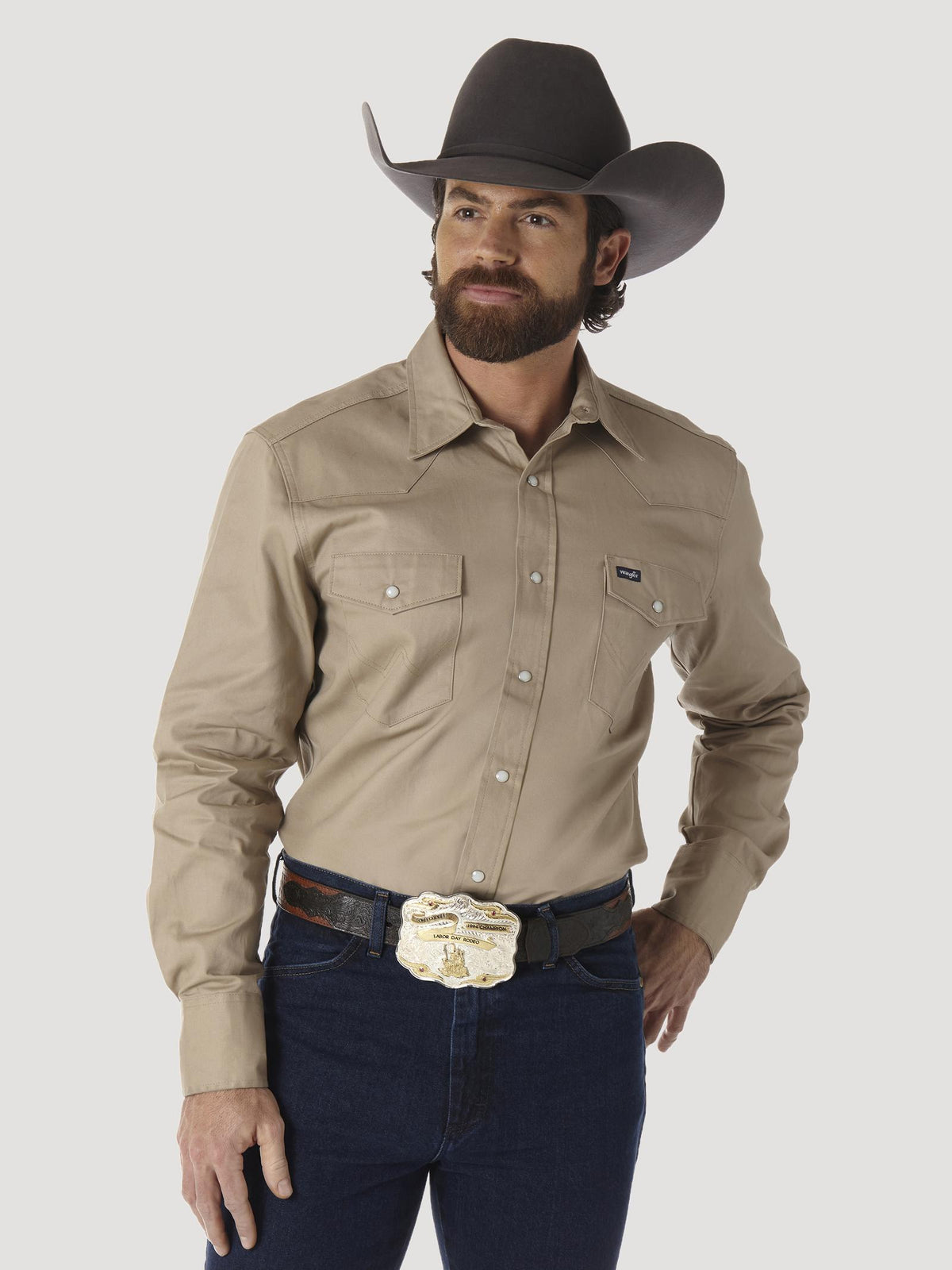10MS70319 Wrangler Tan Mens Authentic Cowboy Cut® Work Shirt