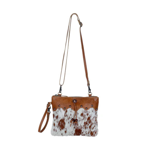 S-3401 Myrabag Ornate Brown Leather & Hairon Bag