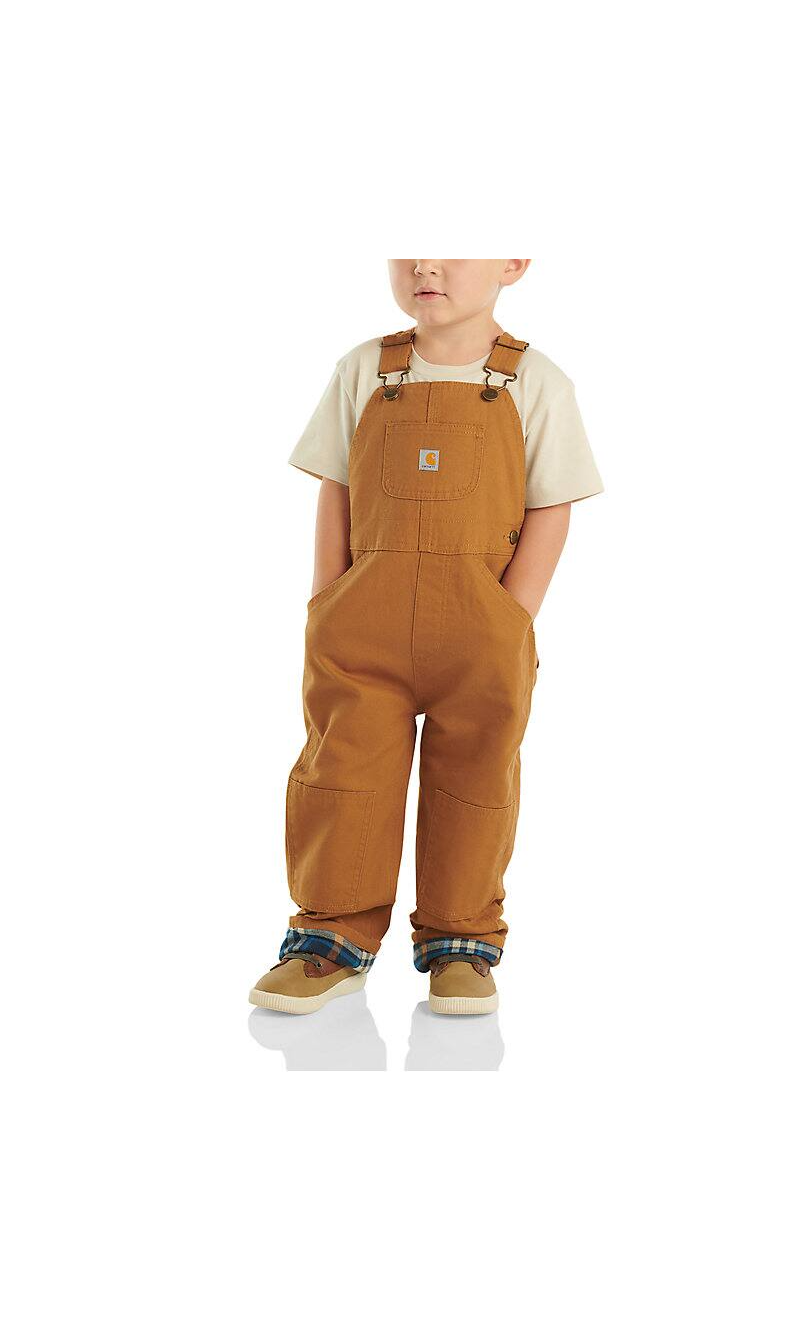 CM8645 D15 Carhartt Kids' Canvas Bib Overall Flannel-Lined