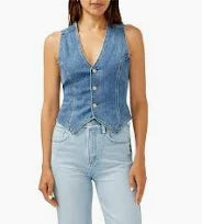 LV008EAD356 Silver Women's Classic Denim Vest