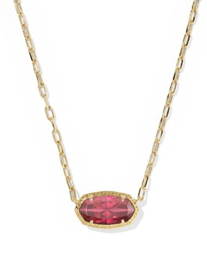 Kendra Scott Elisa Luxe Short Pendant Necklace - Gold Burgundy Crystal