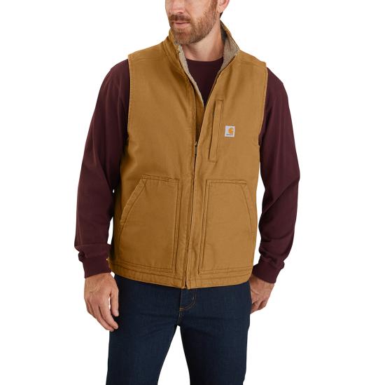 104277 BRN Carhartt Mock-Neck Sherpa-Lined Vest - Loose Fit - Washed Duck