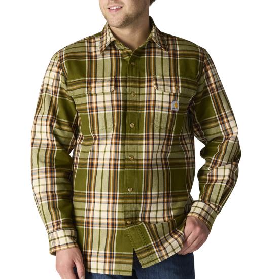 107013 GL7 Carhartt Loose Fit Heavyweight Flannel Long-Sleeve Plaid Shirt