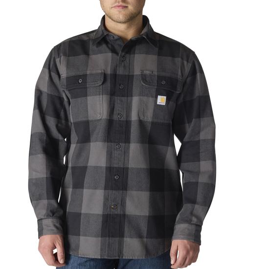 107013 GVL Carhartt Loose Fit Heavyweight Flannel Long-Sleeve Plaid Shirt