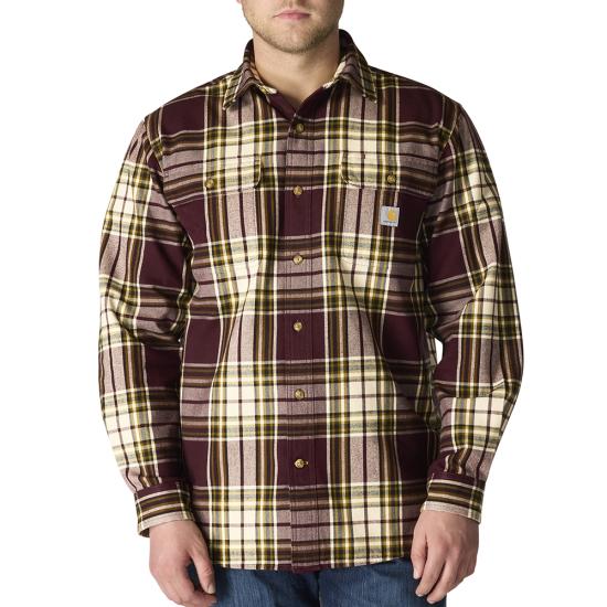 107013 PRT Carhartt Loose Fit Heavyweight Flannel Long-Sleeve Plaid Shirt