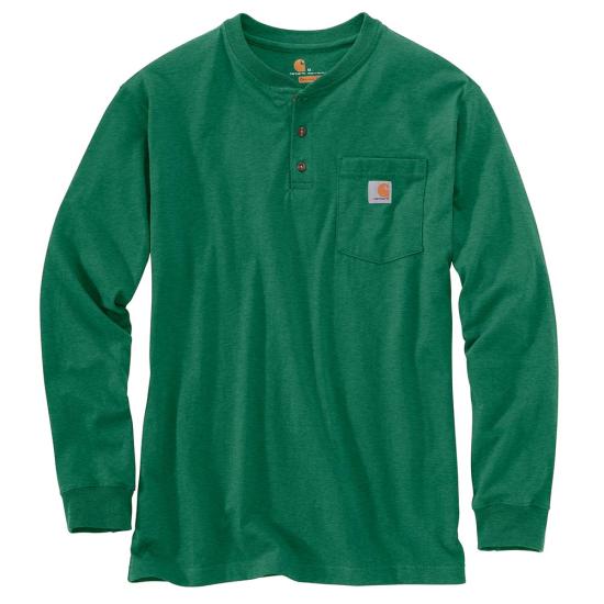 K128 G55 Carhartt Long Sleeve Pocket Henley T-Shirt