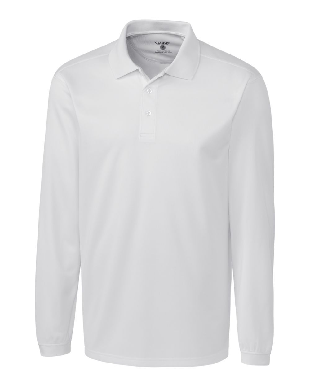 Clique White Men's Long Sleeve Polo