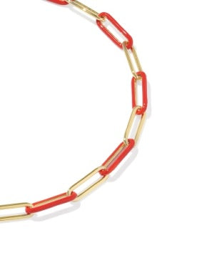 9608805484 Kendra Scott Courtney Link Bracelet Gold Red Enamel