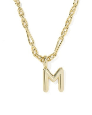9608805609 Kendra Scott Bubble Letter M Pendent Necklace Gold
