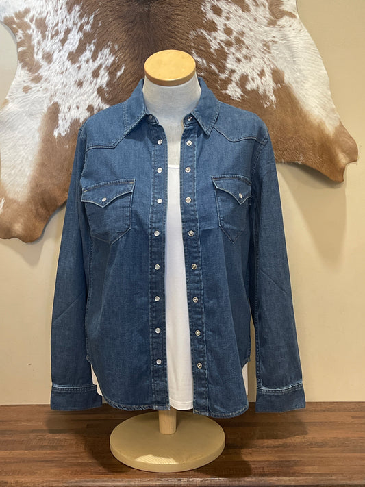 LS4310SDF398 Silver Jean Co Denim Snap Up Shirt