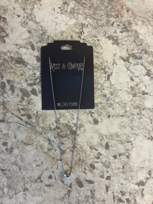 WC-N19WG West & Co. 15" 18K White Gold Burnished Chain Necklace with Burnished Bead Accent