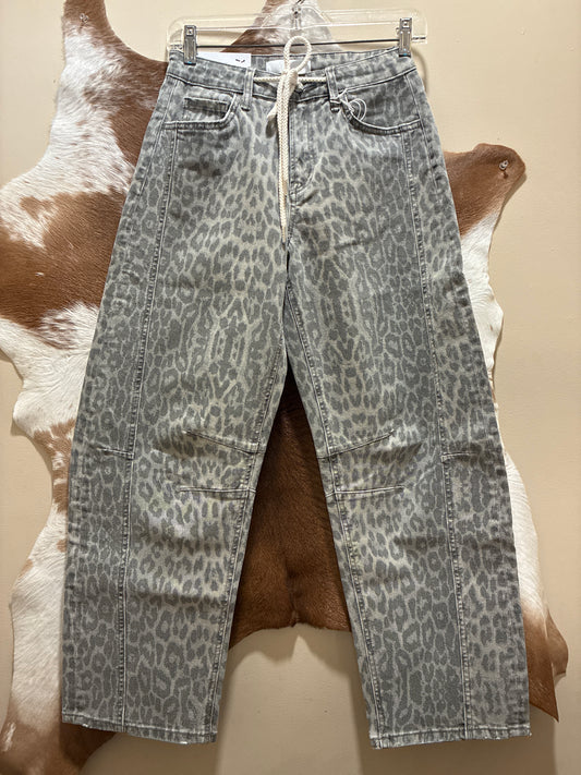 T7327GLP Vervet Leopard Barrel Jeans