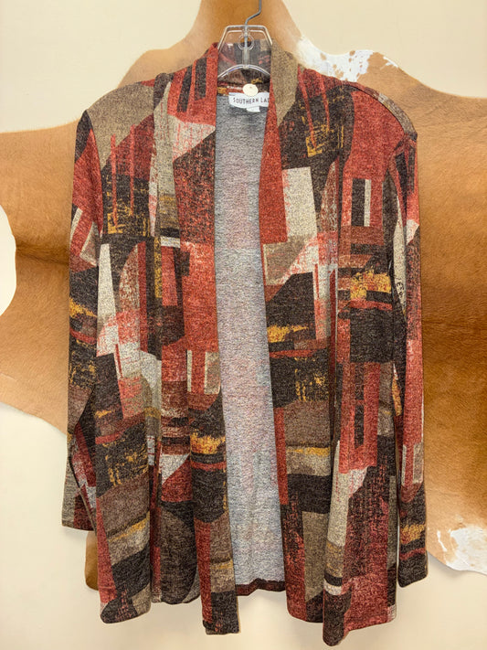 8616 Southern Lady Women's Hickory & Clay Printed Cardigan