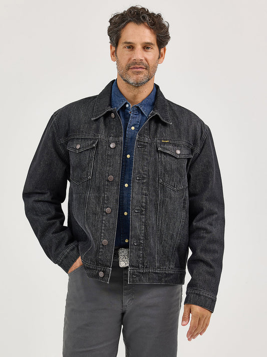 112367635 - Wrangler Lined Denim Jacket - Washed Black