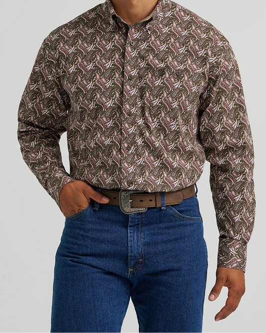 112368230 Wrangler George Strait Collection One Pocket Long Sleeve Shirt