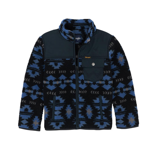 112368269 Boys Wrangler Mixed Sherpa Full Zip - Federal Blue