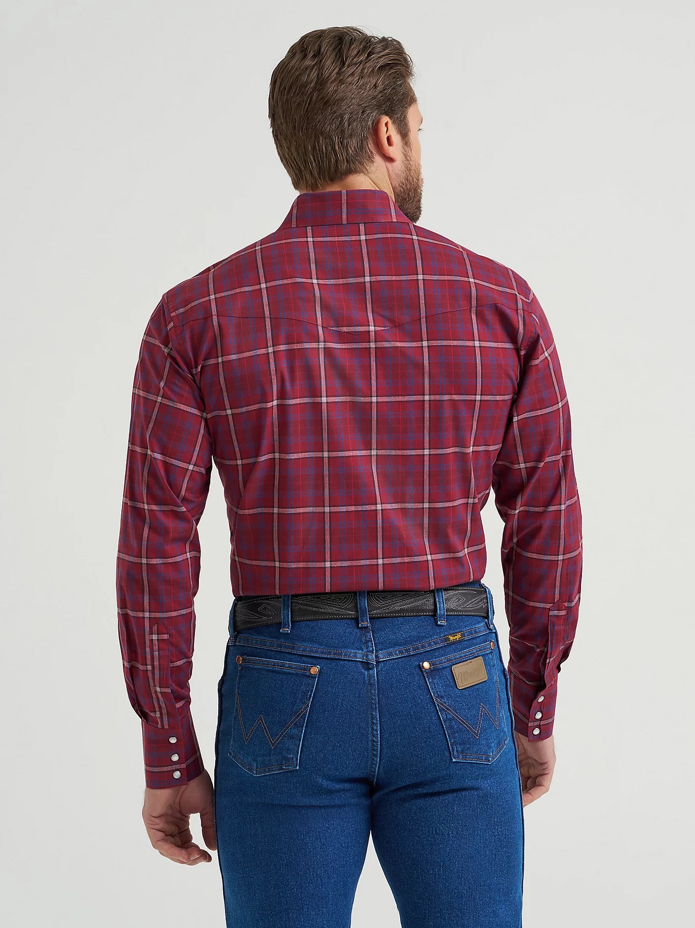 112369263 Wrangler Wrinkle Resist Long Sleeve Shirt - Classic Fit - Burgundy
