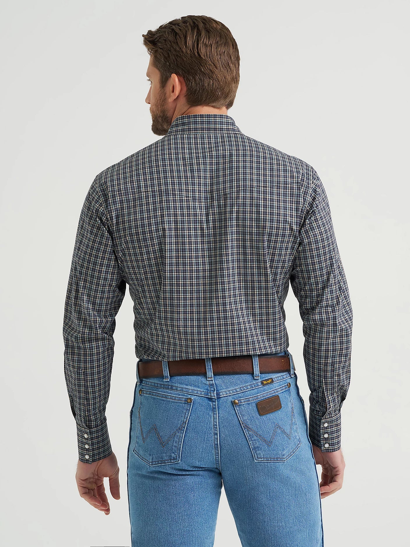 112369399 Wrangler Wrinkle Resist Long Sleeve Shirt - Classic Fit - Black Multi
