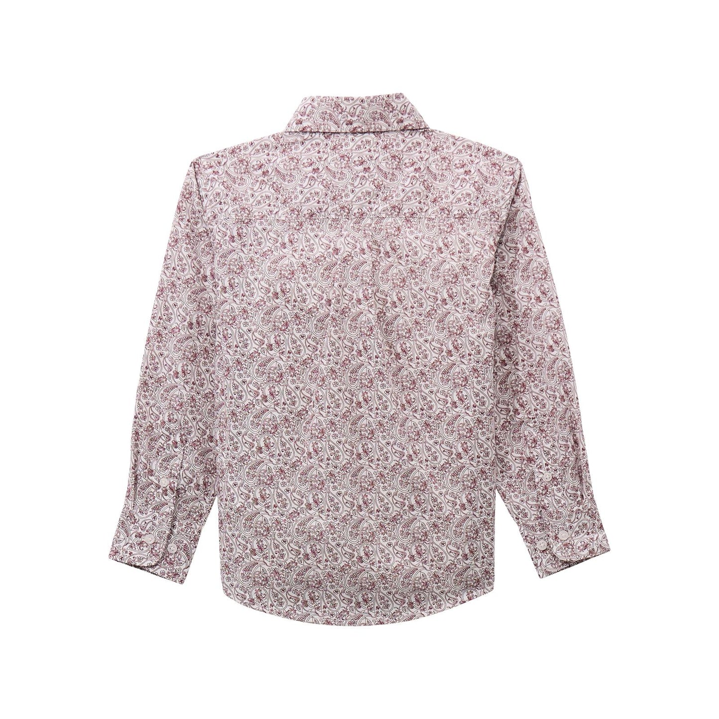112369451 Wrangler Boys Classic Long Sleeve Shirt - White/Burgundy