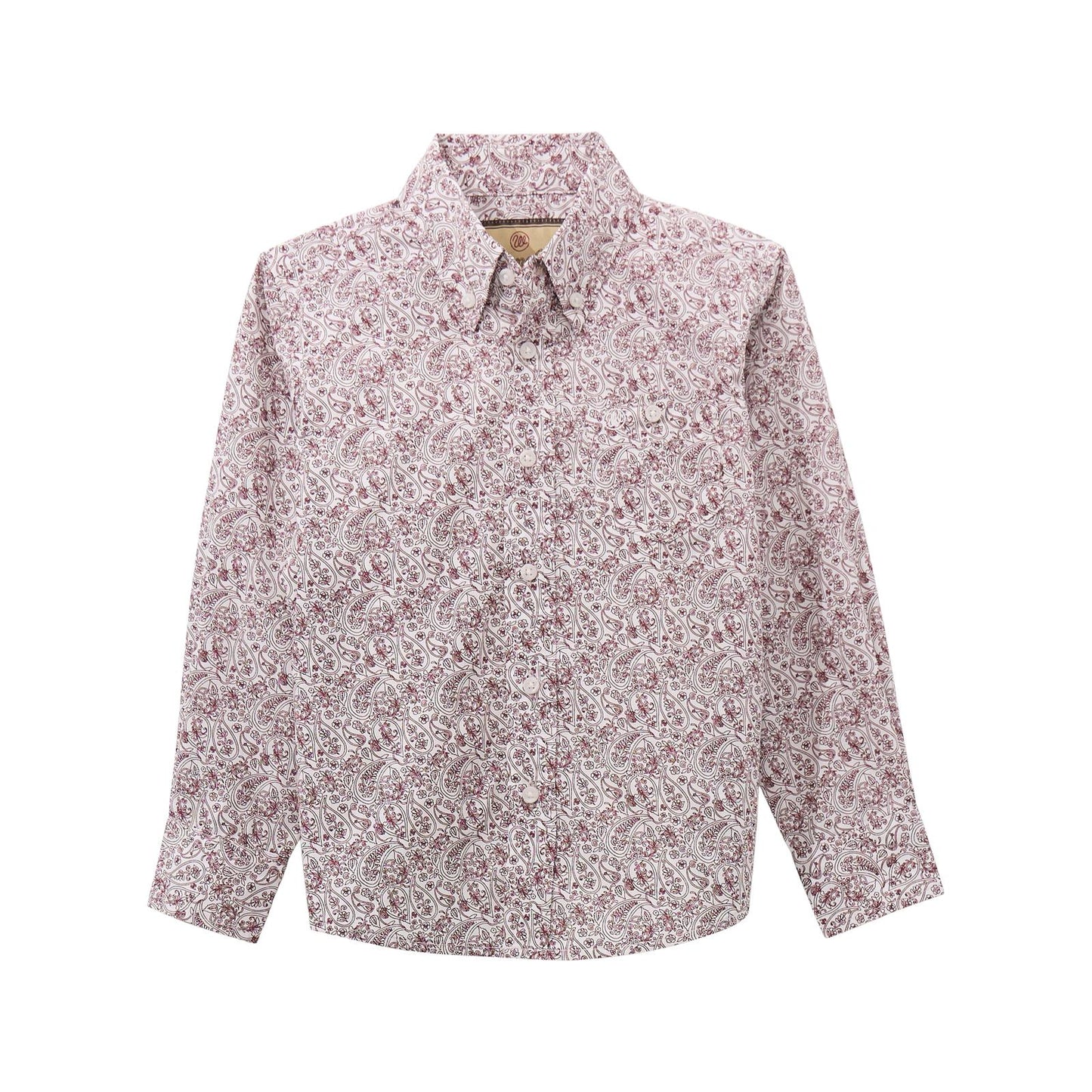 112369451 Wrangler Boys Classic Long Sleeve Shirt - White/Burgundy