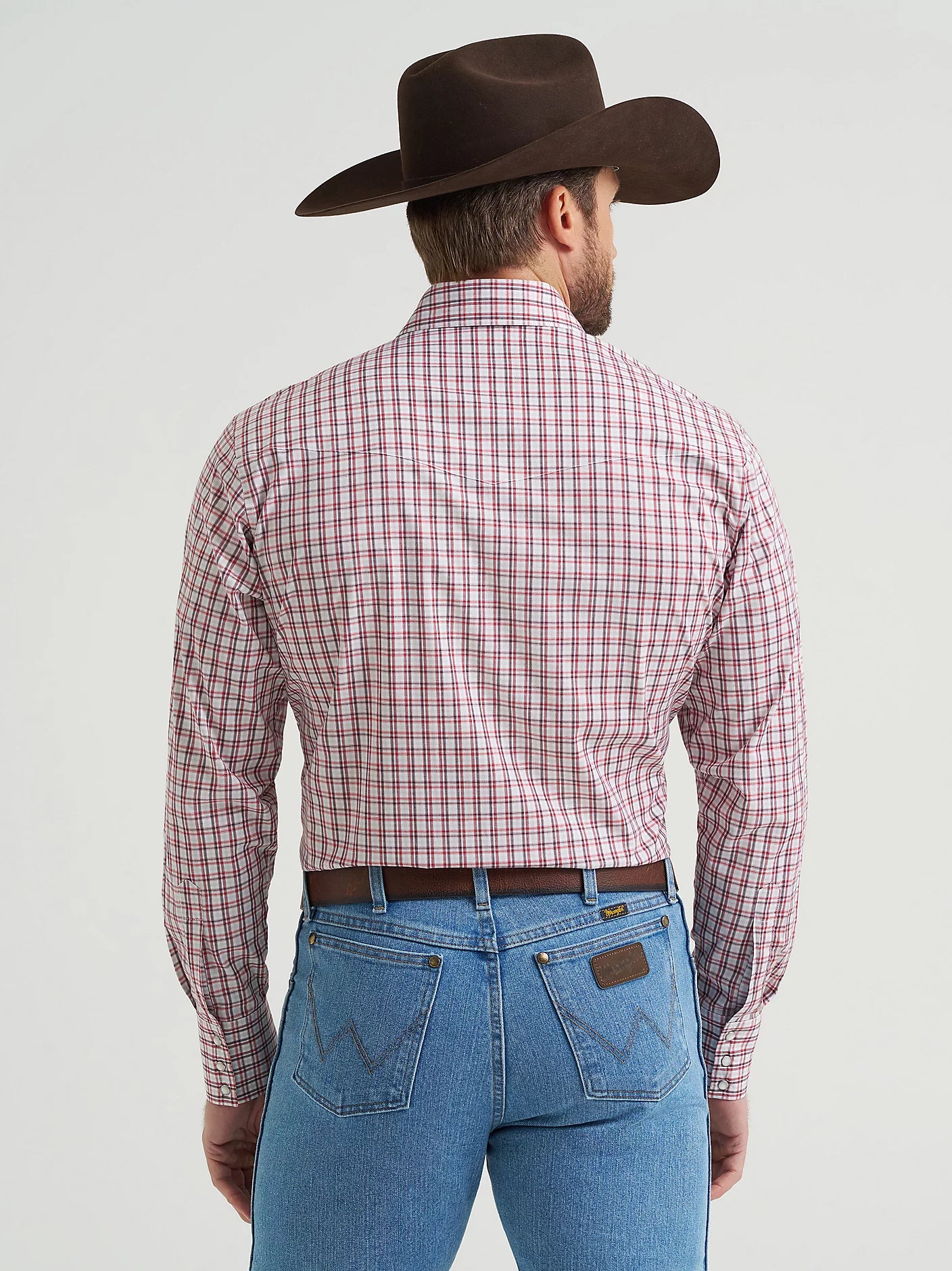 112369465 Wrangler Wrinkle Resist Long Sleeve Shirt - Classic Fit - White/Grey