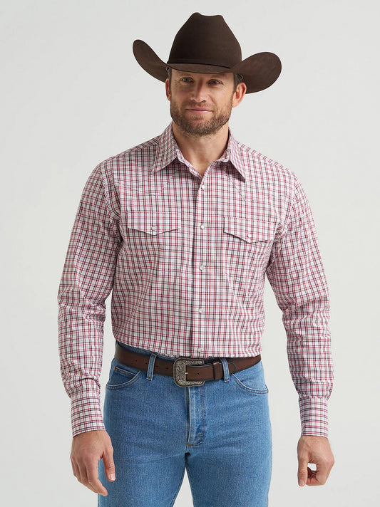 112369465 Wrangler Wrinkle Resist Long Sleeve Shirt - Classic Fit - White/Grey