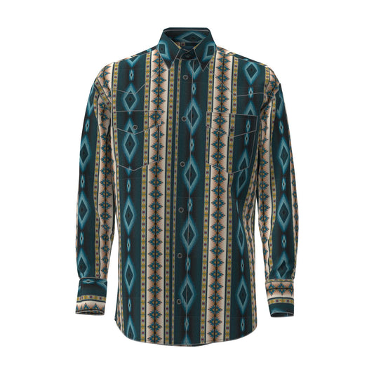 112369467 Wrangler Checotah Western Long Sleeve Shirt - Classic Fit - Teal Multi