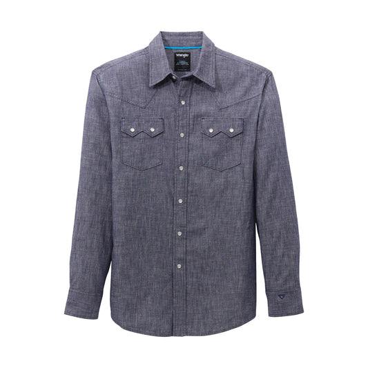 112369519 Wrangler X Cody Johnson Long Sleeve Shirt - Classic Fit - Snaps - Navy