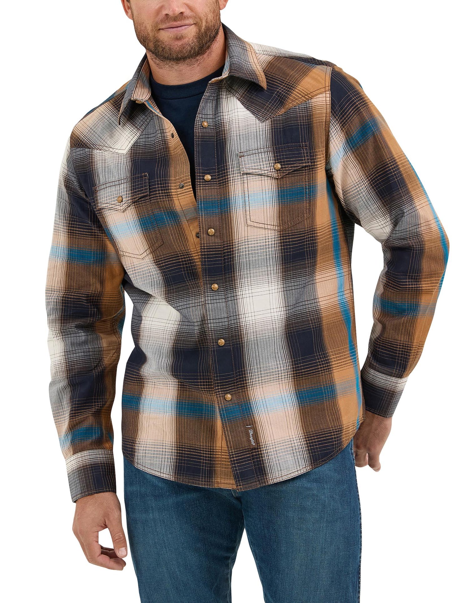 112369842 Wrangler Retro Long Sleeve Shirt - Modern Fit - Brown Multi