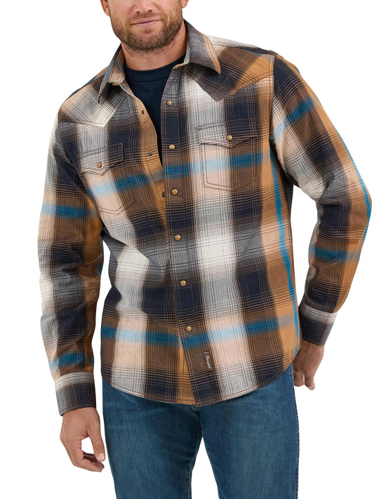 112369842 Wrangler Retro Long Sleeve Shirt - Modern Fit - Brown Multi