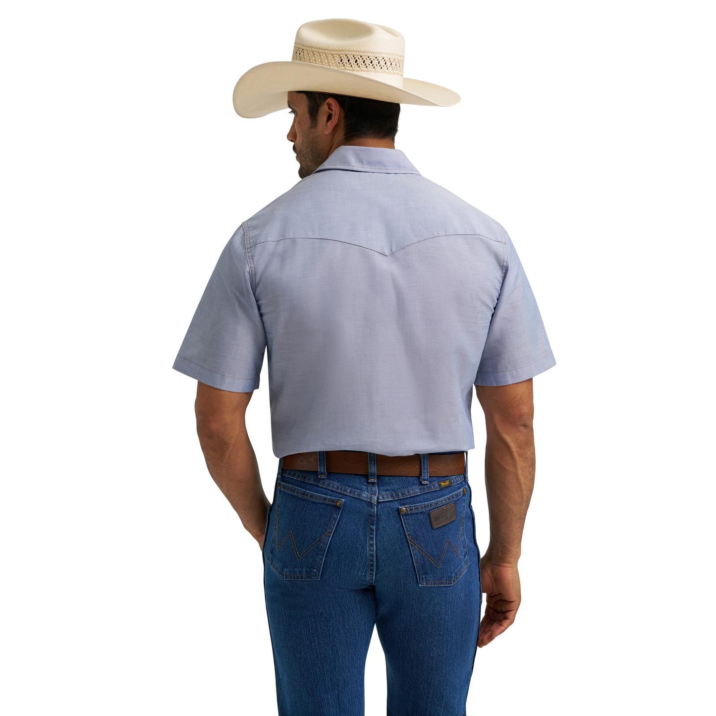 112370331 - Wrangler Western Chambray Short Sleeve Work Shirt
