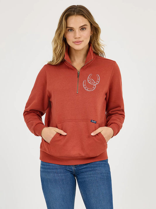 112371636 Wrangler Retro Americana Sweatshirt Zip - Rust