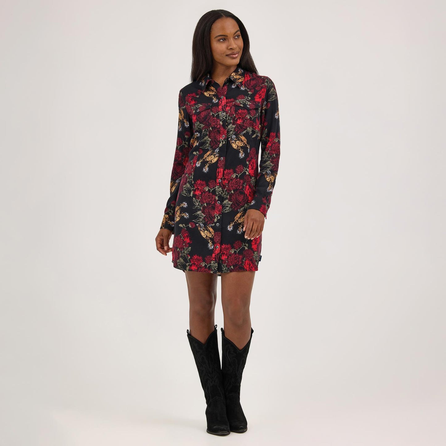 112371691 - Wrangler Retro® Punchy Western Snap Dress - Black