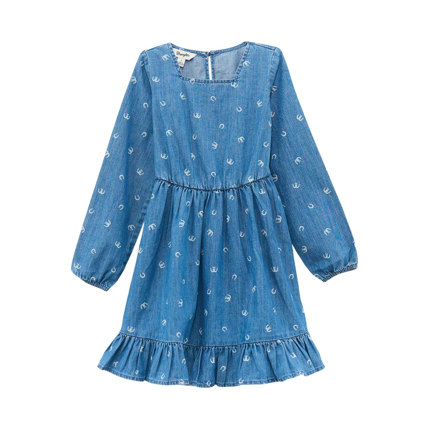 112372431 Girls Western Snap Dress - Denim