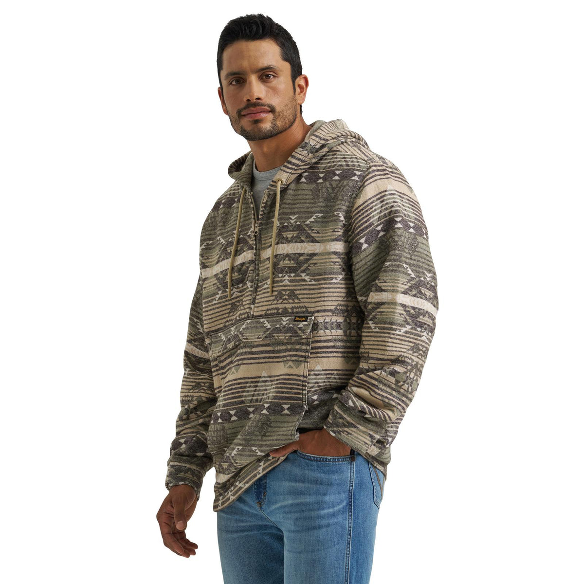 112382009 Wrangler® 1/4 Zip Hooded Popover - Twill