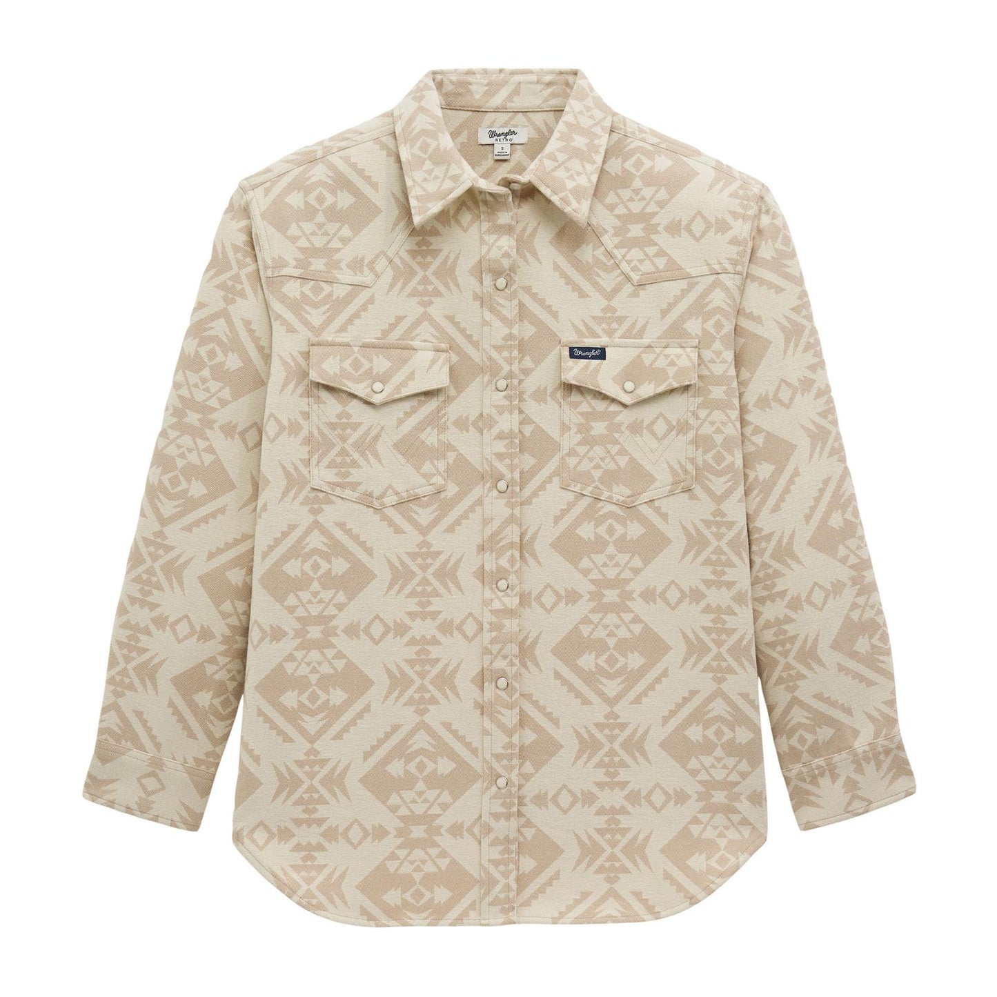 112383027 Women's Wrangler Retro Aztec Boyfriend Snap Shirt - Cream