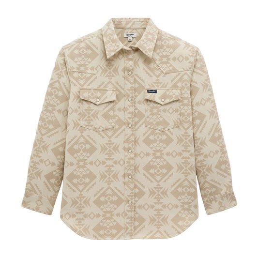 112383027 Women's Wrangler Retro Aztec Boyfriend Snap Shirt - Cream