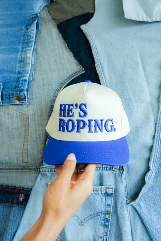 Summer Tees Embroidered He's Roping Trucker Cap - Ladies