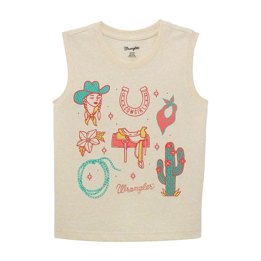 112364326 Wrangler Girls Graphic Tank - Cream