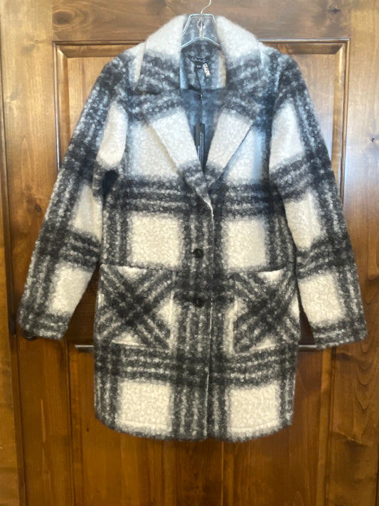 C6141Z Charlie B Plaid Boucle Knit Tailored Collar Coat