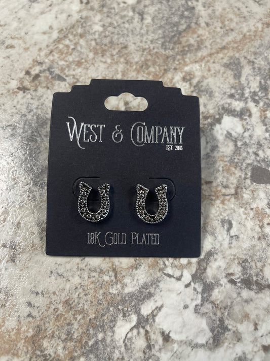 WC-E27WG West & Co 18k White Gold Plated Horseshoe Earrings