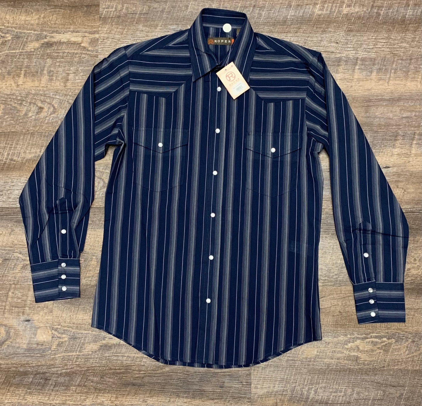 1-01-044-436 Roper Navy Stripe Shirt