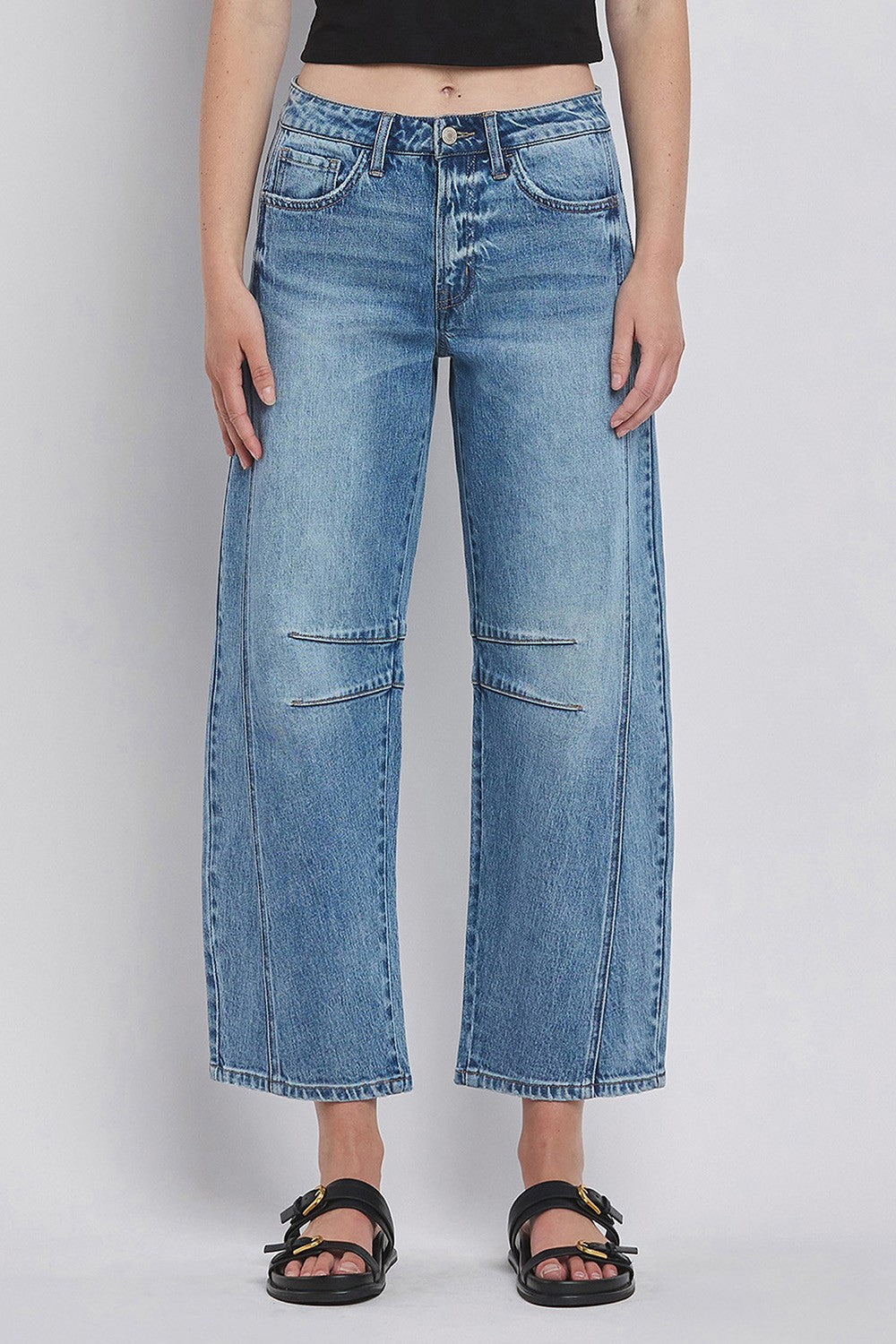 T6514 Vervet High Rise Dart Structured Fit Barrel Leg Jeans