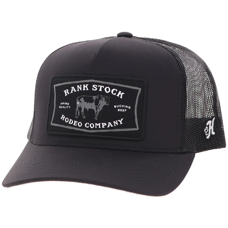 2661T-BK-Y Hooey Rank Stock Black 5 Panel Trucker with Patch - Youth