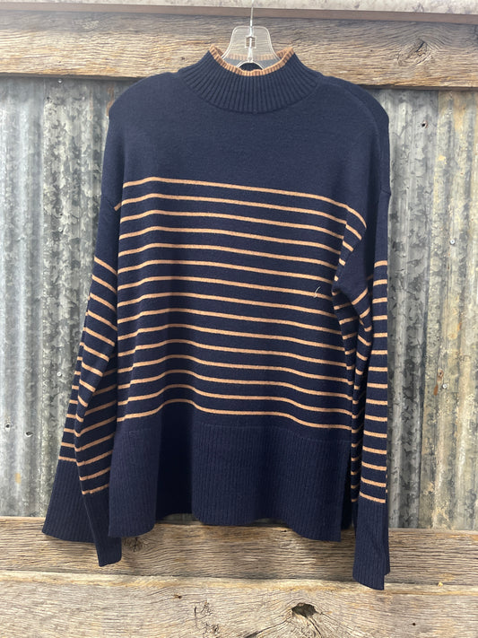 C2824 Charlie B Yarn Dyed Striped Mock Neck Sweater