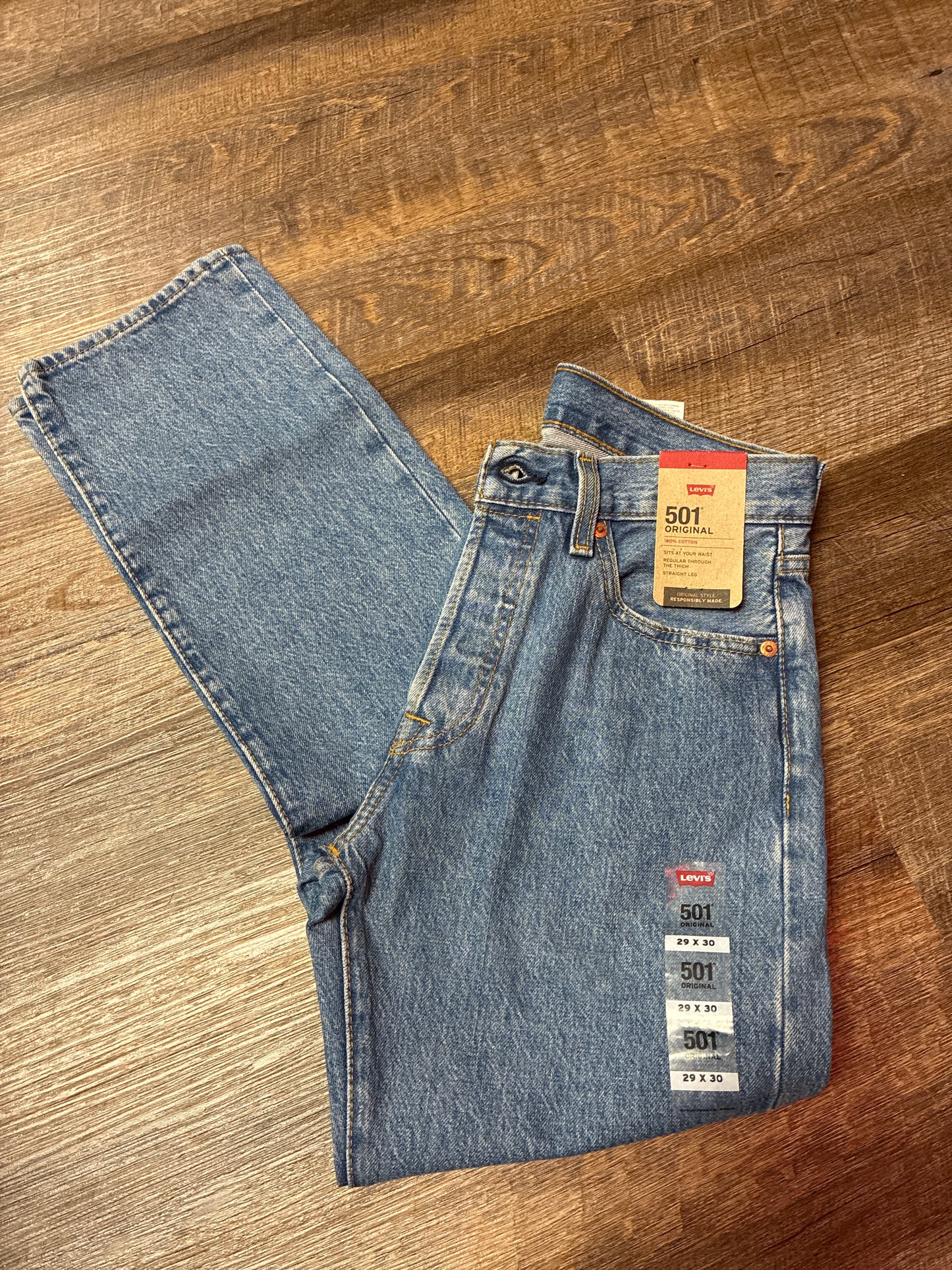 501-0193 Mens Levi's Original Fit Jeans Medium Stonewash