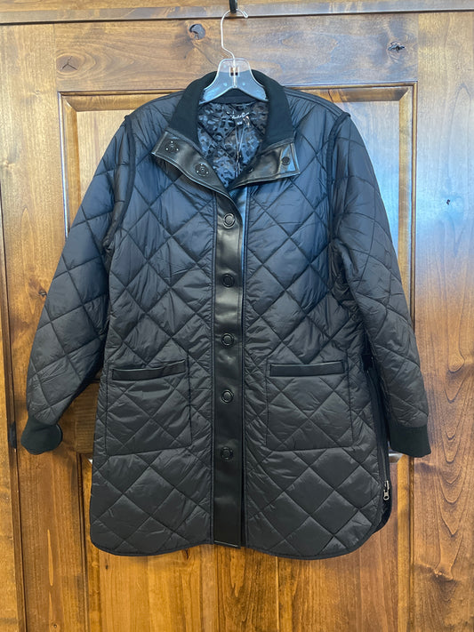 C6313RP Charlie B Reversible Solid/Jacquard Quilted Puffer Jac