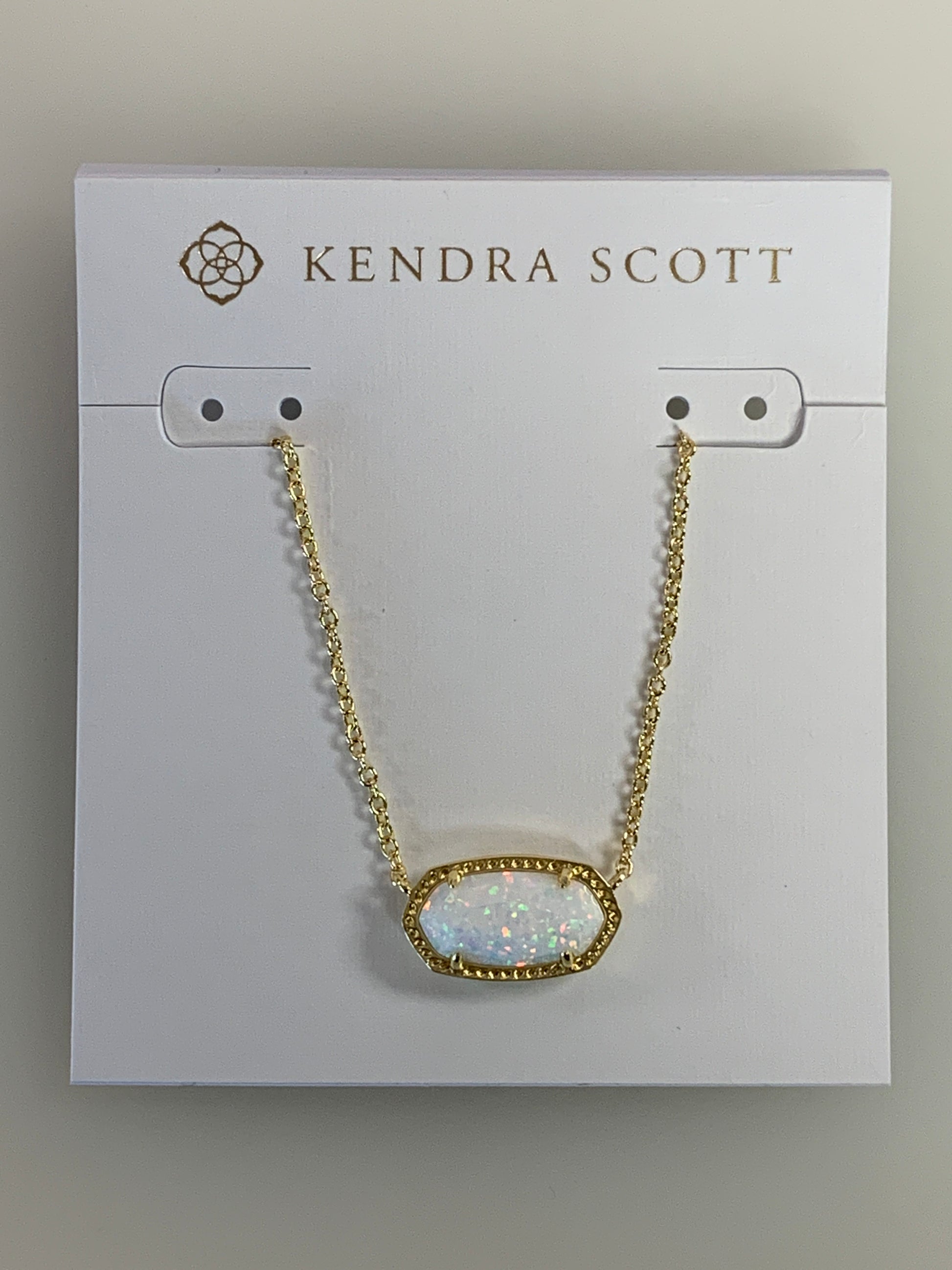4217714170 Kendra Scott Elisa Gold Pendant Necklace in White Opal