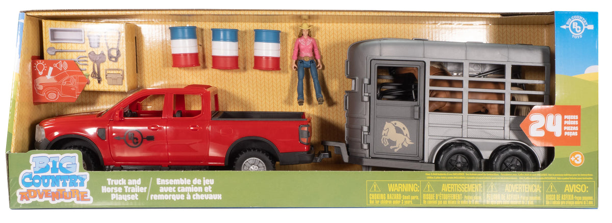 516 Big Country Adventures 24-Piece Truck & Horse Trailer Playset